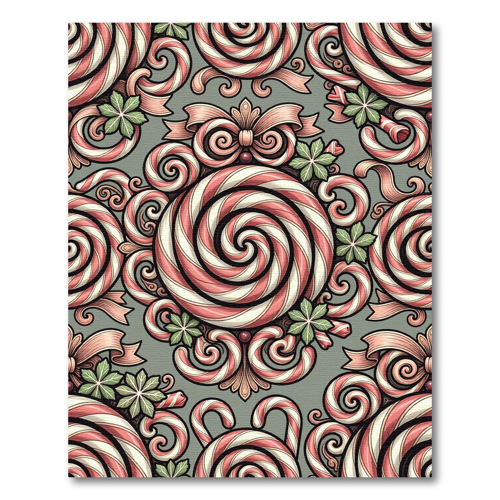 Pink Candy Cane Swirl Holiday Ornament Rug