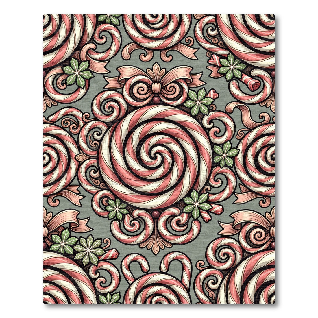 Pink Candy Cane Swirl Holiday Ornament Rug