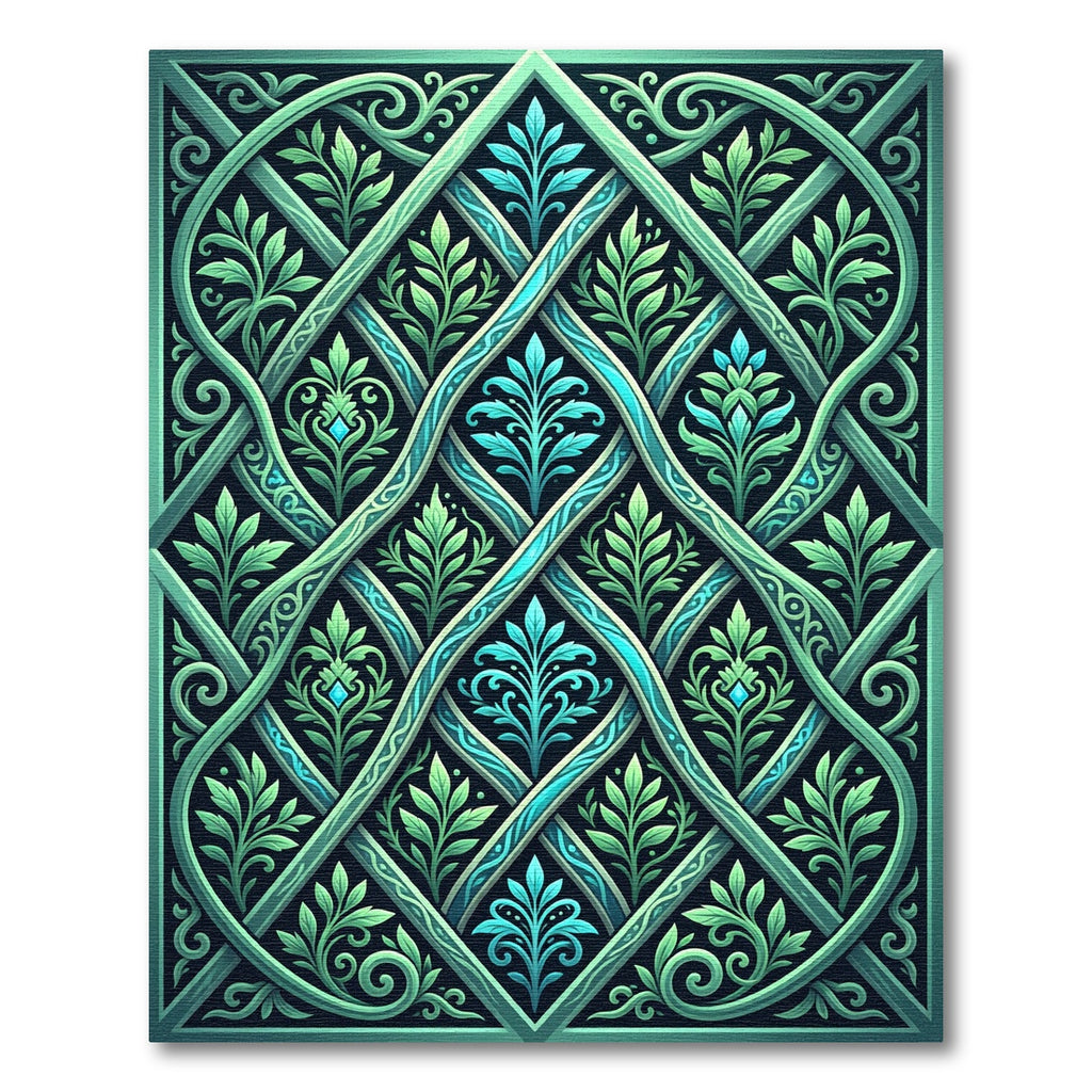 Emerald Jewel Intertwined Leaf Trellis Rug