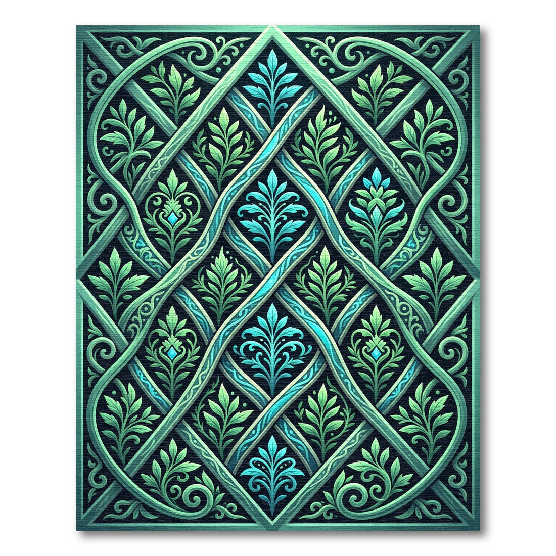 Emerald Jewel Intertwined Leaf Trellis Rug