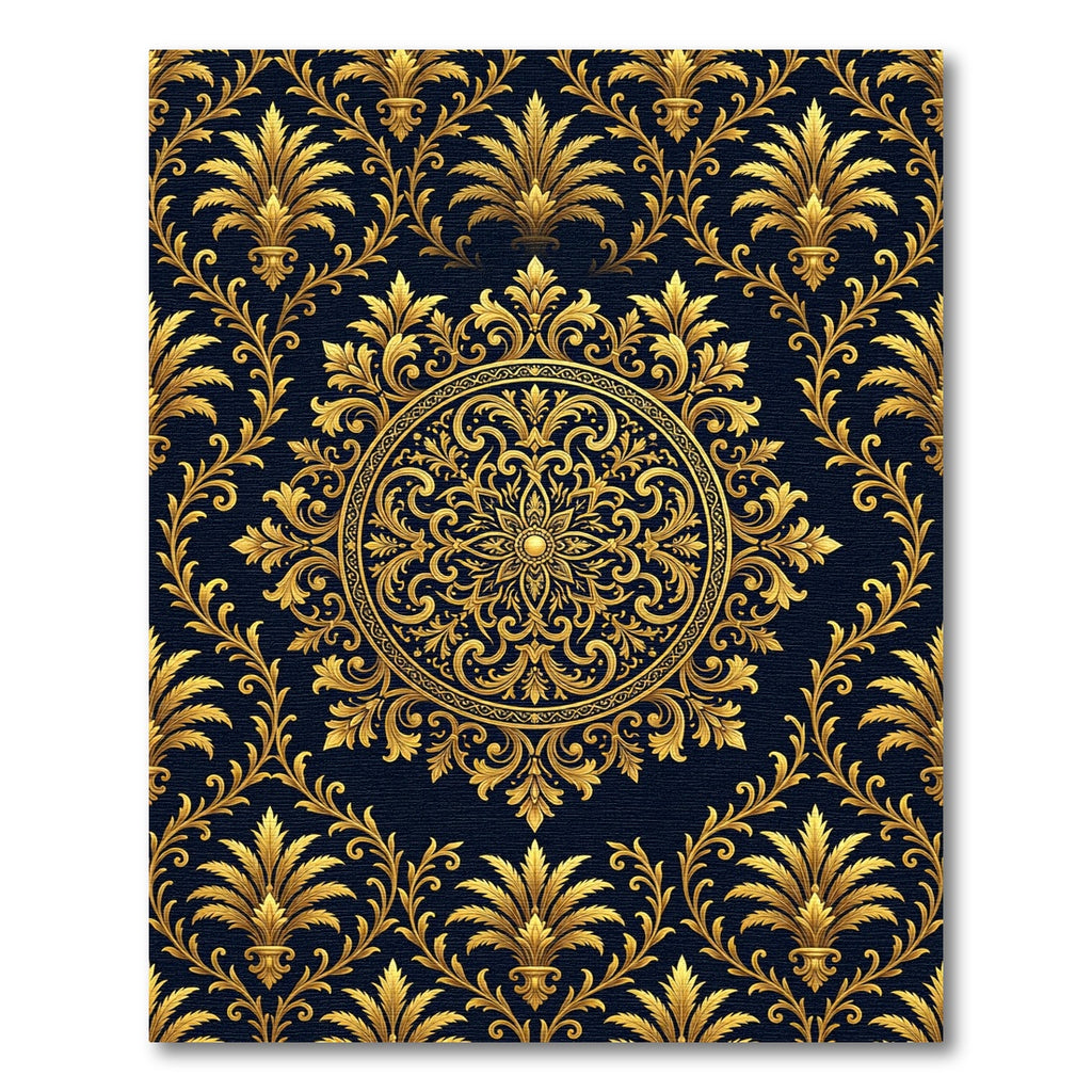 Golden Baroque Filigree Medallion Rug