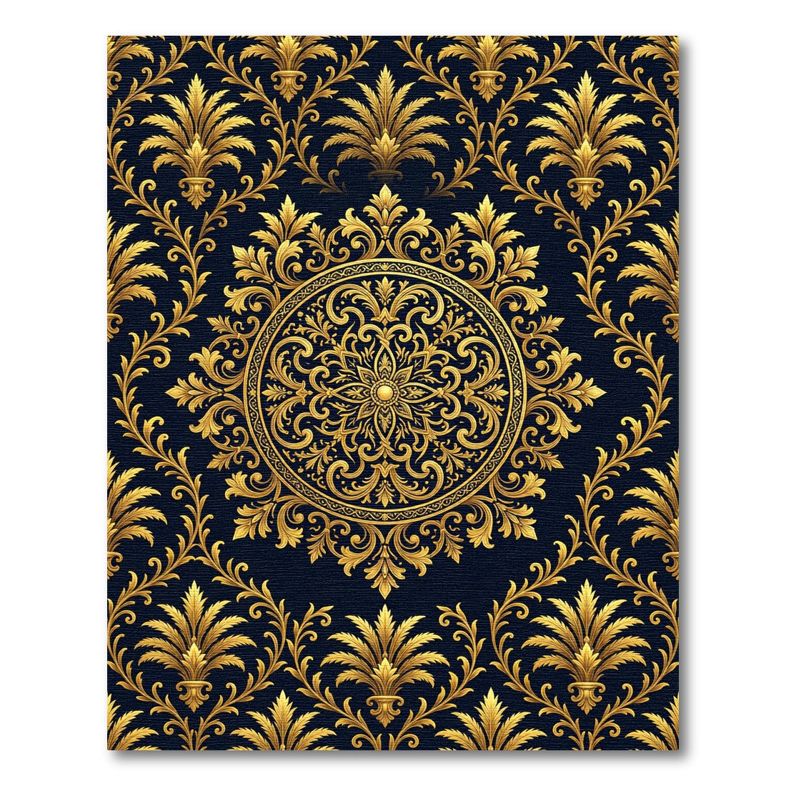 Golden Baroque Filigree Medallion Rug