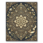 Gilded Golden Floral Mandala Rug
