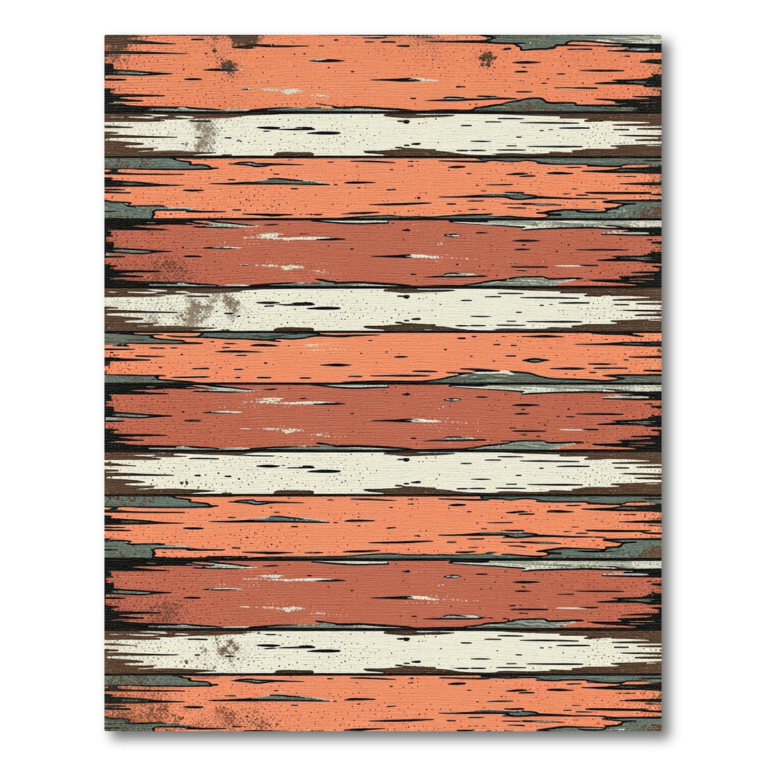 Rustic Weathered Tangerine and Cream Striped Rug