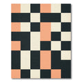 Modern Geometric Peach and Charcoal Grid Rug