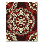 Crimson Ivory Floral Mandala Lace Rug
