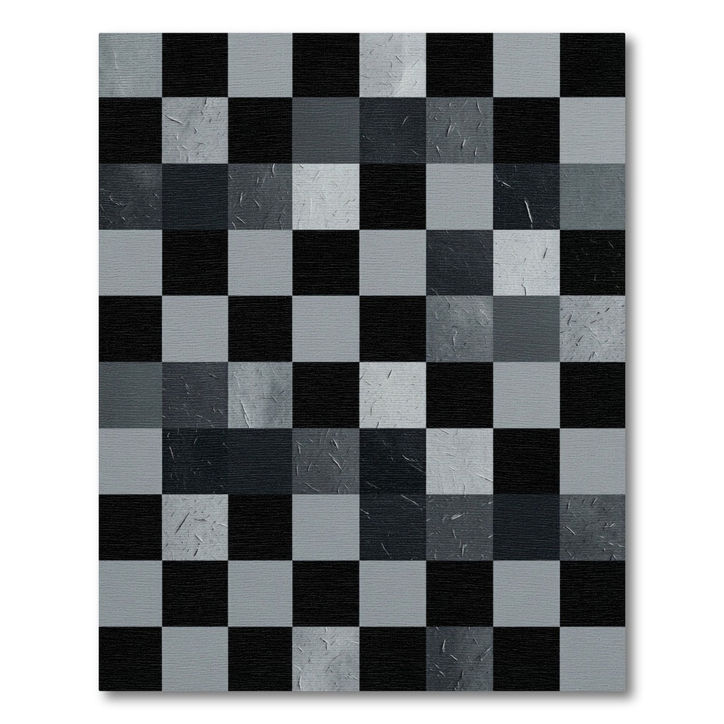 Monochromatic Checkerboard Textured Squares Rug