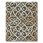 Gold and Cream Interlocking Scroll Rug