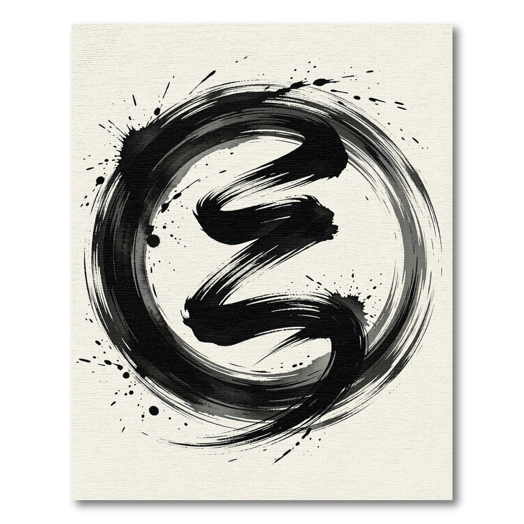 Black Ink Swirl Enso Rug