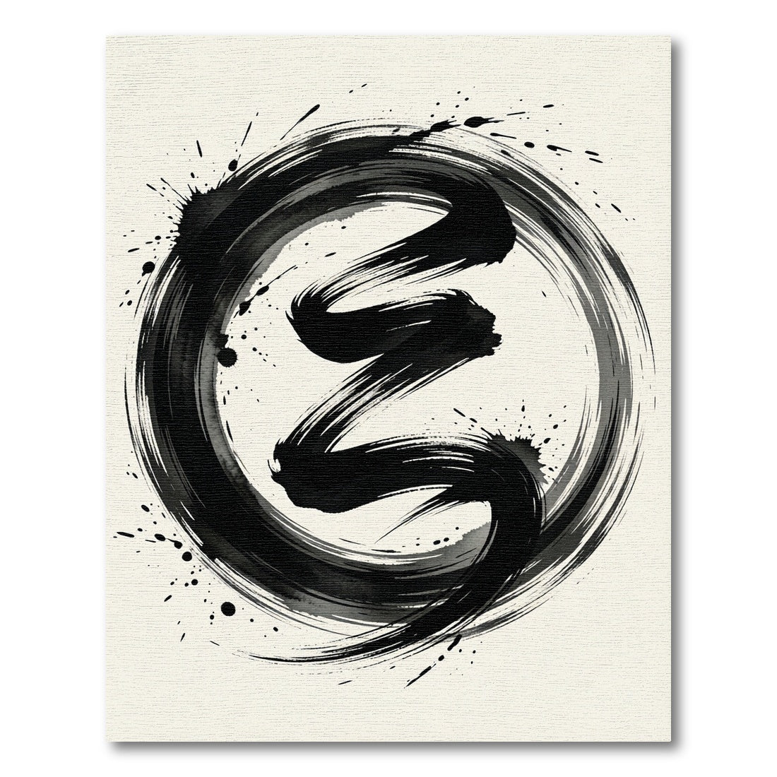 Black Ink Swirl Enso Rug