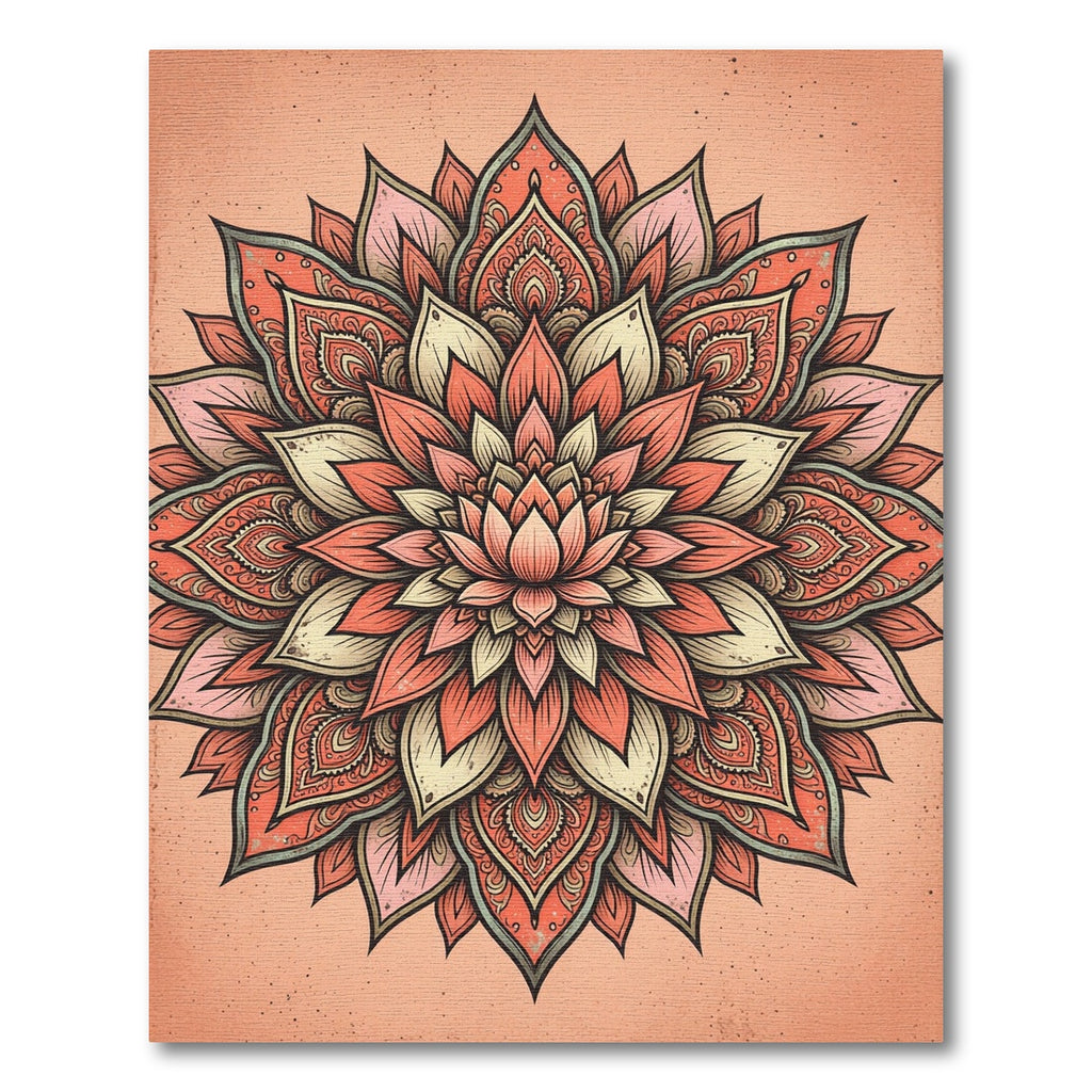Coral Pink Floral Mandala Radiance Rug