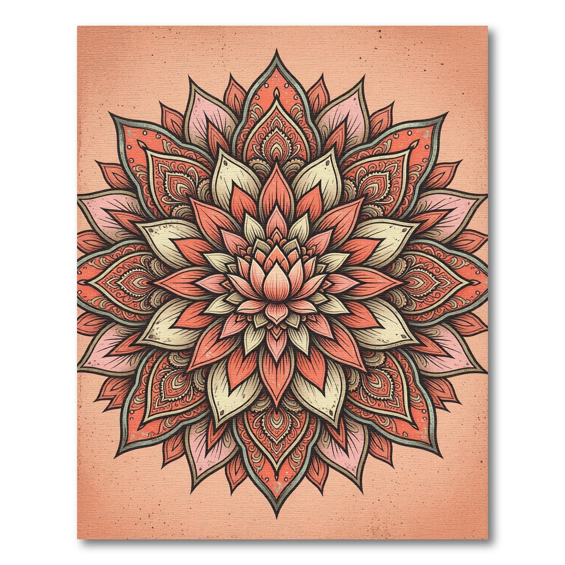 Coral Pink Floral Mandala Radiance Rug