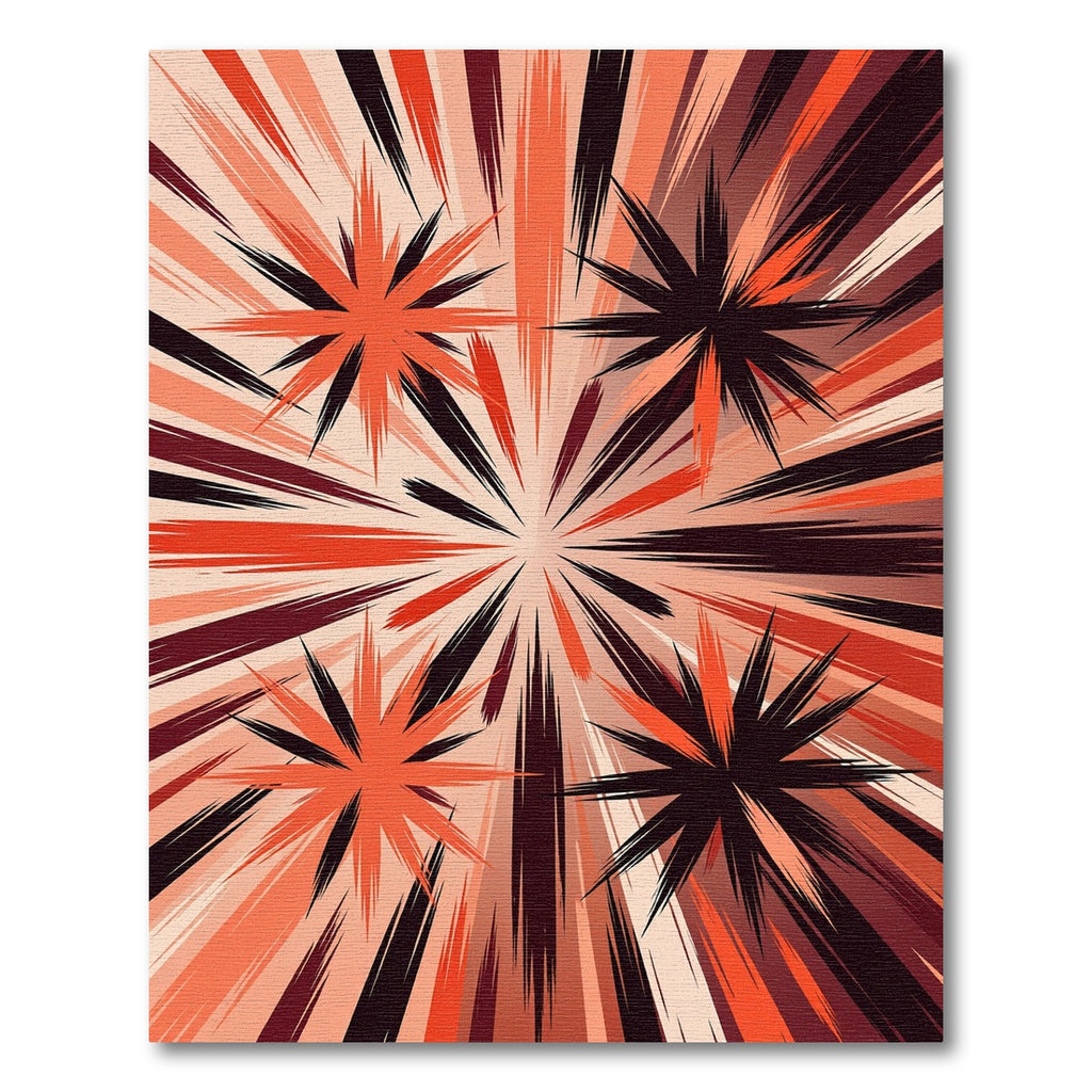 Exploding Stars Crimson Deep Hue Rug