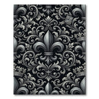 Royal Silver Fleur-de-lis Crest Scrollwork Rug