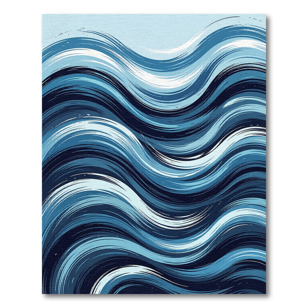 Flowing Azure Ocean Strokes Rug