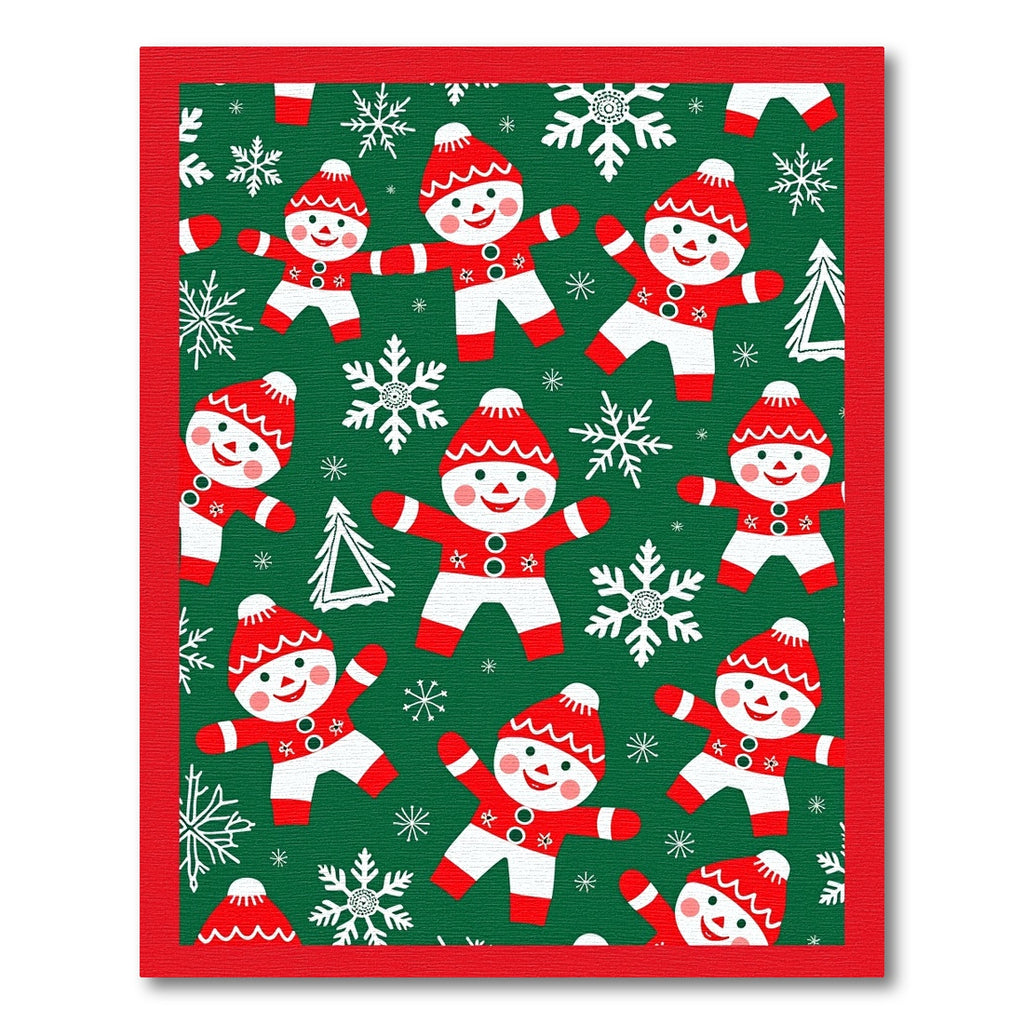 Red White Gingerbread Snowflakes Christmas Rug