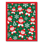 Red White Gingerbread Snowflakes Christmas Rug