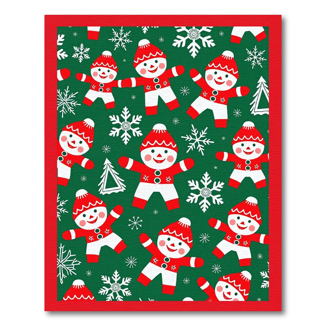 Red White Gingerbread Snowflakes Christmas Rug
