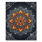 Orange and Silver Floral Mandala Rug