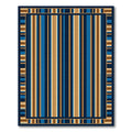 Deep Blue Ochre Striped Frame Rug