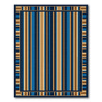 Deep Blue Ochre Striped Frame Rug