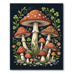 Whimsical Red Mushroom Forest Botanical Rug