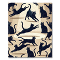 Playful Black Cat Silhouette Illustration Rug