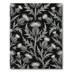 Monochromatic Black and White Thistle Scroll Rug