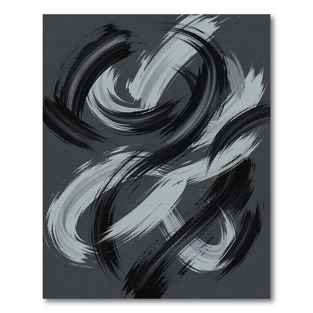 Monochrome Abstract Swirl Brushstroke Rug