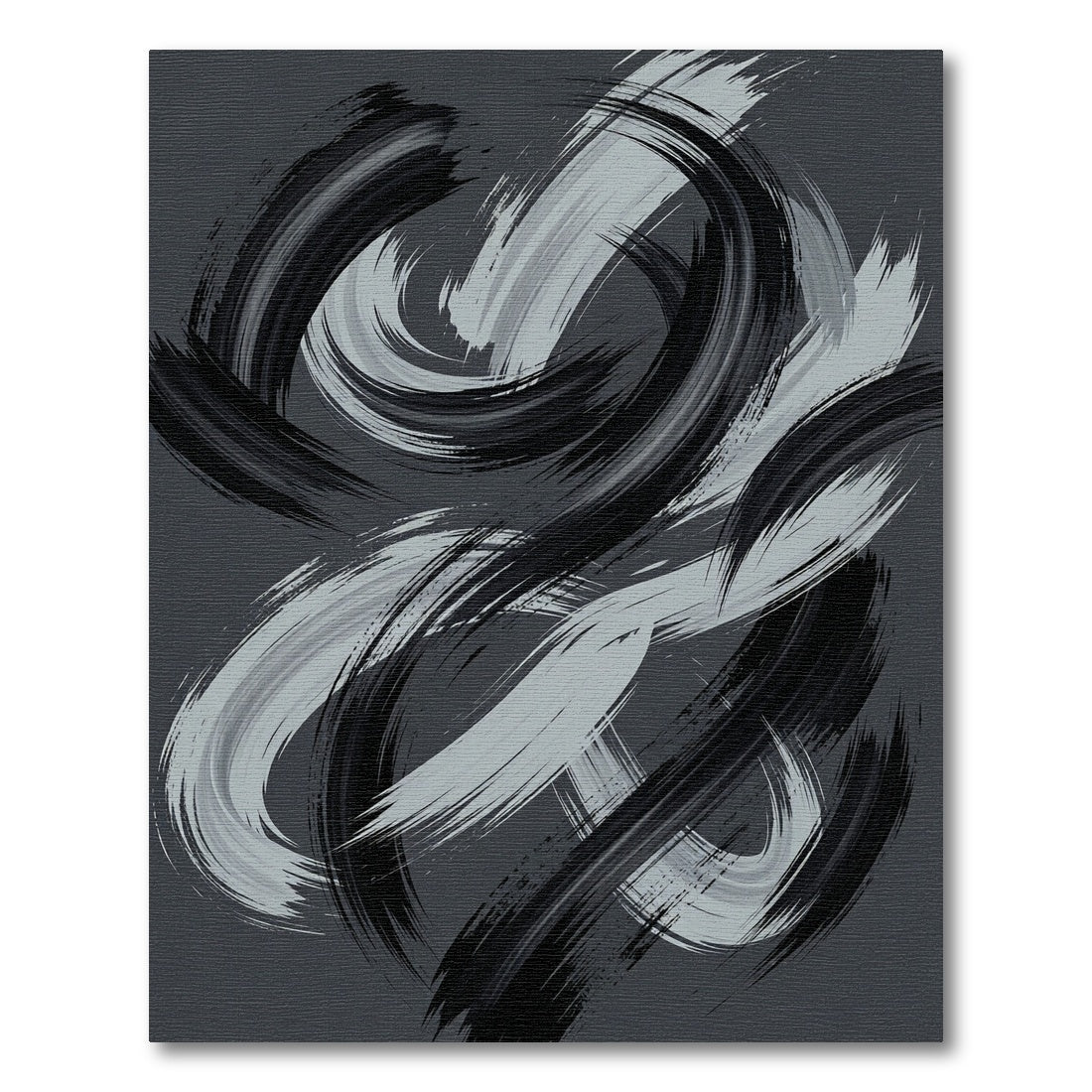 Monochrome Abstract Swirl Brushstroke Rug