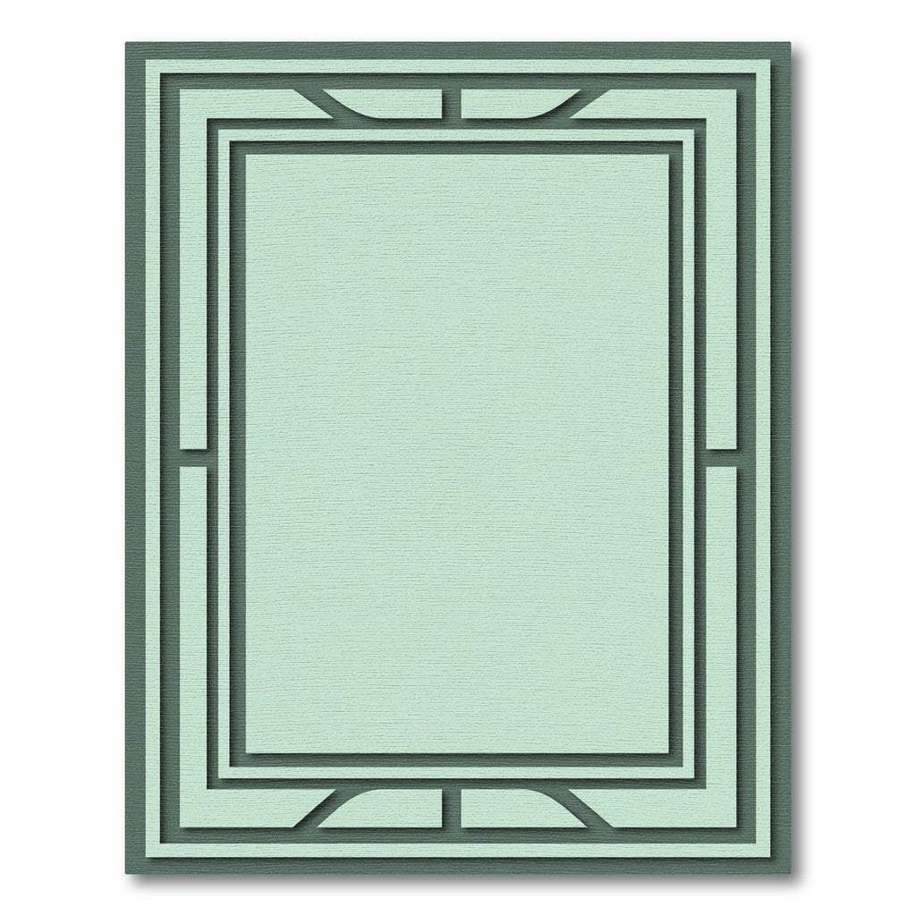 Mint Green Geo Border Frame Rug