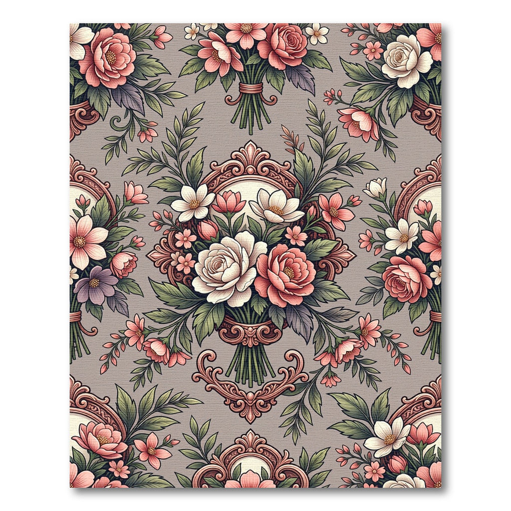 Baroque Pink Floral Bouquet Accents Rug
