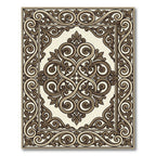 Elegant Brown Scrollwork Medallion Border Rug