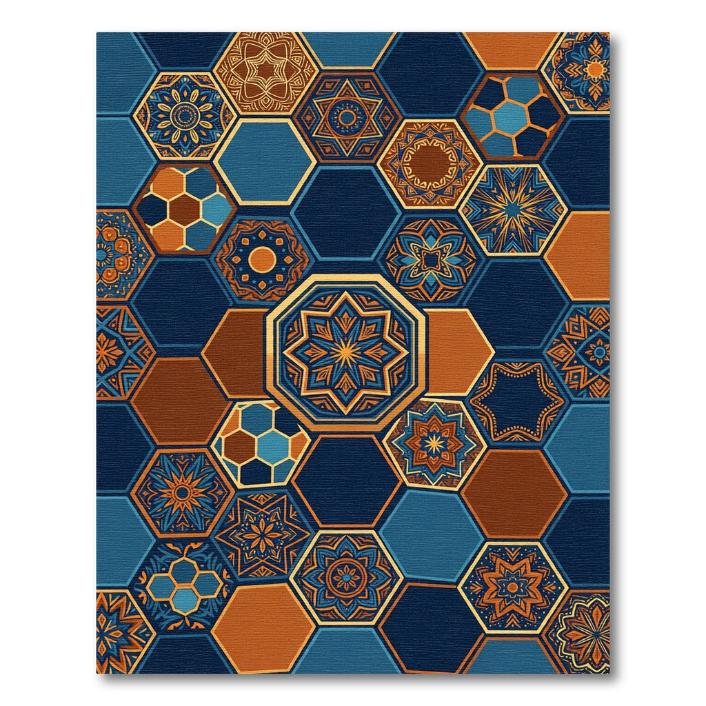 Symphonic Amber Hexagon Mosaic Tile Rug