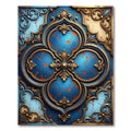 Ornate Cobalt Gold Scrollwork Rug