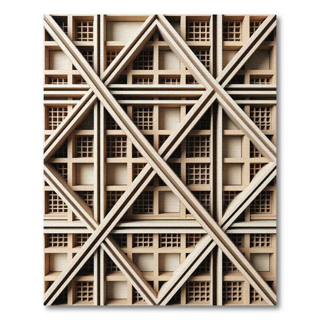 Geometric Grid Sand Beige Lattice Rug