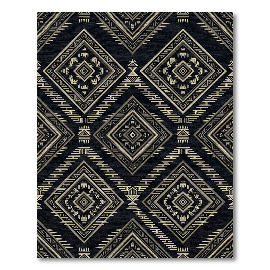 Golden Geometric Aztec Diamond Charcoal Rug