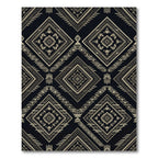 Golden Geometric Aztec Diamond Charcoal Rug