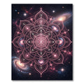 Cosmic Pink Mandala With Galaxies Rug