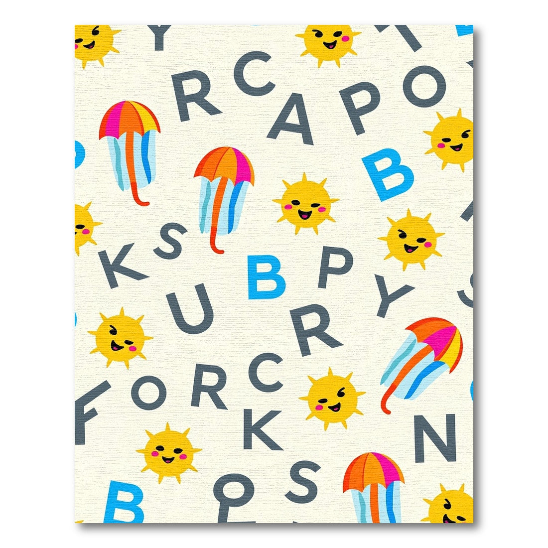 Sunny Umbrellas Alphabet Repeat Rug