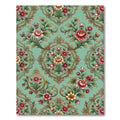 Sage Floral Embroidered Rococo Medallion Rug
