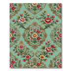 Sage Floral Embroidered Rococo Medallion Rug