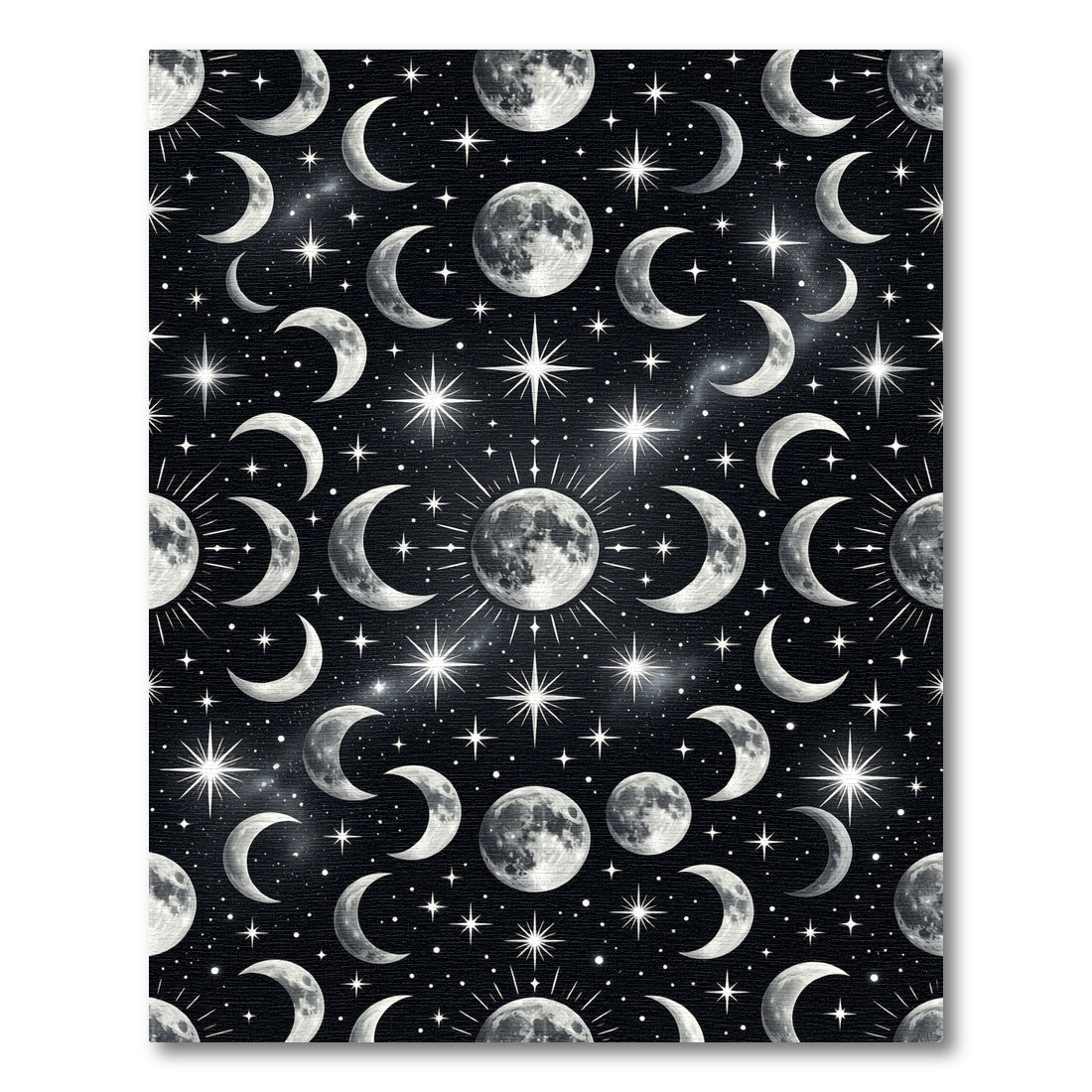 Celestial Lunar Phases and Starry Sky Rug