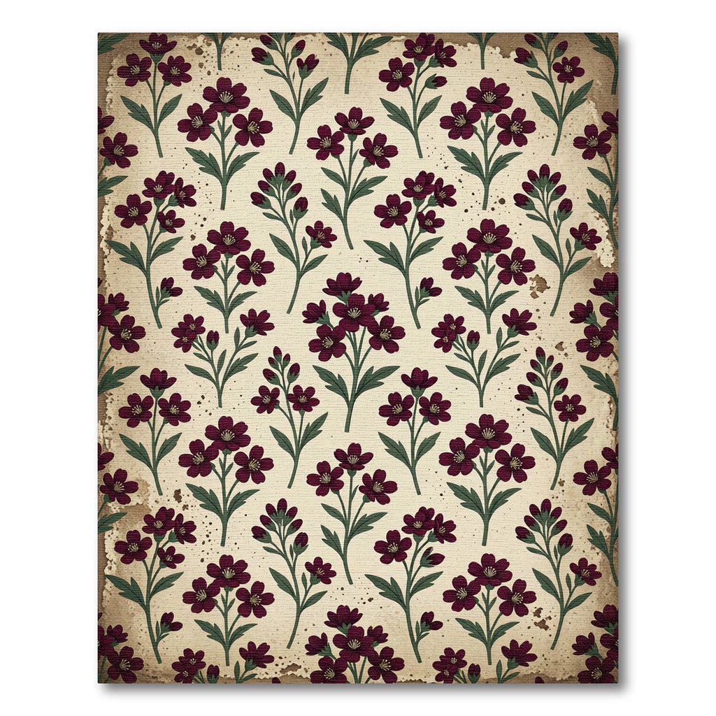 Maroon Floral Botanical Branches Rug