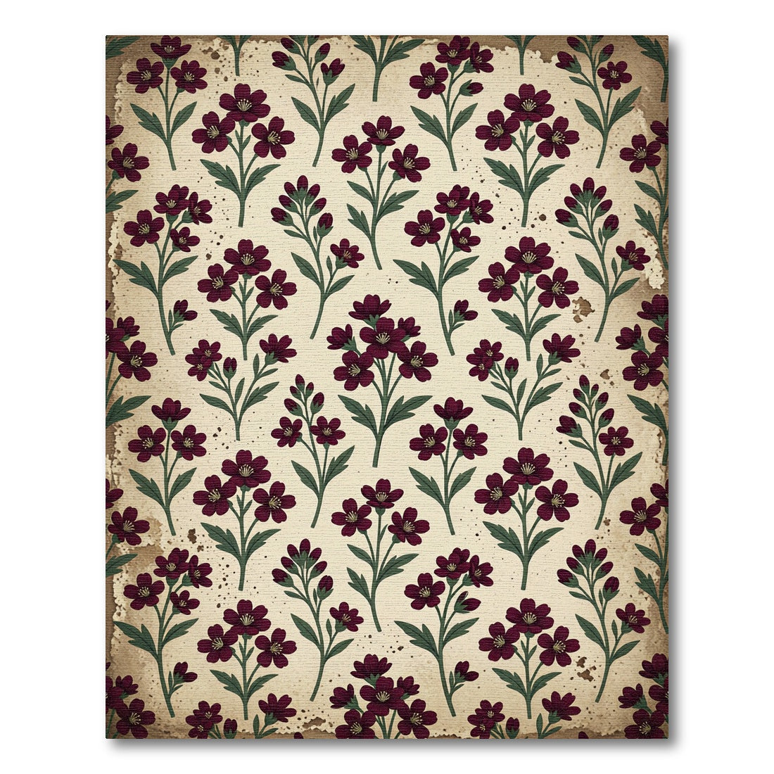 Maroon Floral Botanical Branches Rug