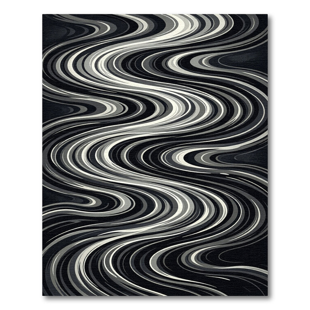 Monochromatic Swirling Stripe Flow Rug