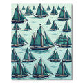 Teal Sailboat Nautical Sea Illustration Rug