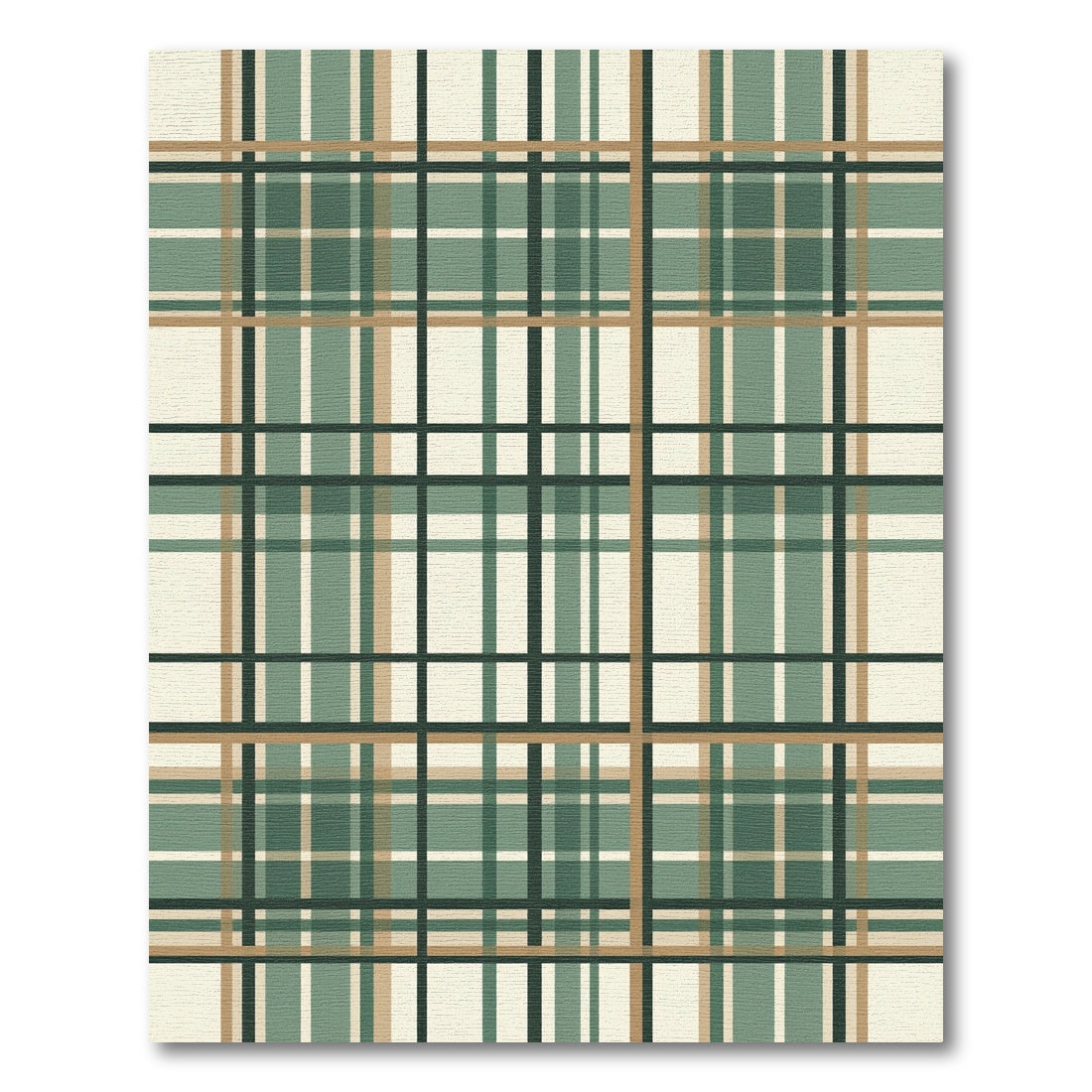 Sage Green and Tan Plaid Grid Rug