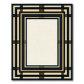 Modern Cream Black Gold Geometric Frame Rug