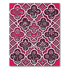 Deep Magenta Floral Quatrefoil Art Rug